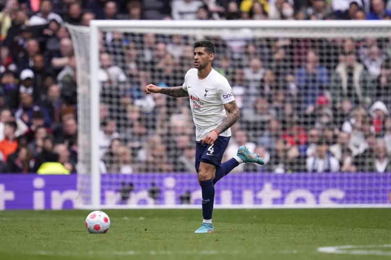 Centre-back: Cristian Romero (Tottenham). Rock solid at the back in the 3-1 win at Leicester and played a key role in the build-up to Tottenham’s second goal by winning two challenges. AP