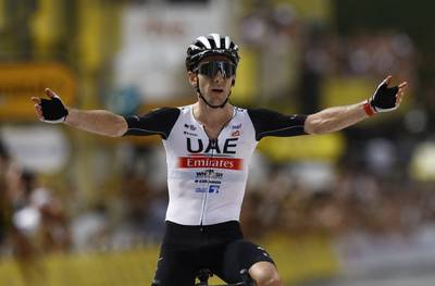 UAE Team Emirates rider Adam Yates wins stage 1 of the Tour de France. Reuters