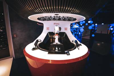 Robot bartender Yanu makes mocktails at the Estonia Pavilion. Photo: Estonia Pavilion