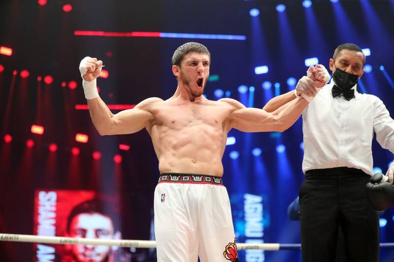 Aminov wins at the Social Knockout at the Coca-Cola Arena in Dubai.