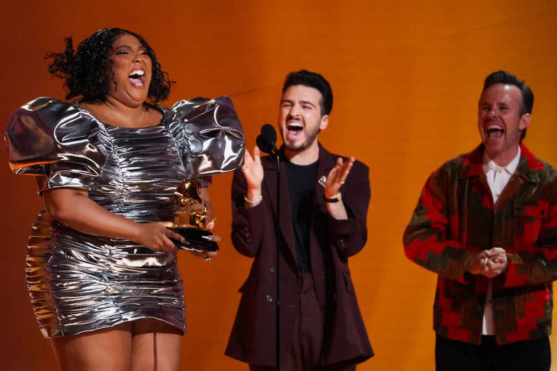 Lizzo accepts the Record Of The Year award for "About Damn Time" during the 65th Annual Grammy Awards in Los Angeles, California, U. S. , February 5, 2023.  REUTERS / Mario Anzuoni     TPX IMAGES OF THE DAY