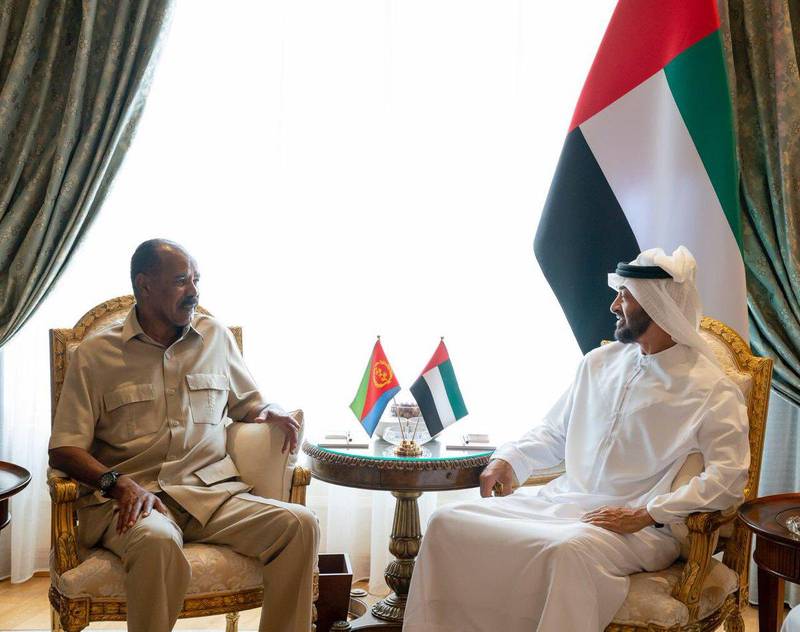 Sheikh Mohammed welcomed the Eritrean president, Isaias Afwerki, to the UAE. Wam 