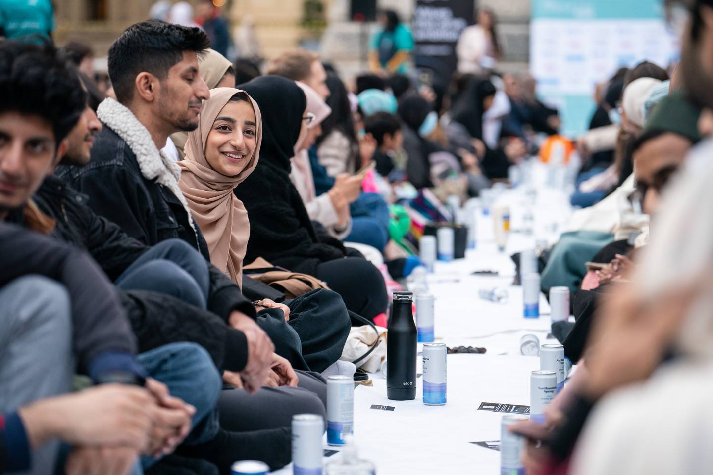 People gather at the UK's largest open iftar.