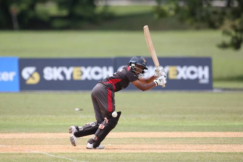 Theertha Satish whips to the leg side on her way to a half century for UAE against Malaysia at the ACC Women's T20 Championship in Kuala Lumpur. Photo: Malaysia Cricket Association