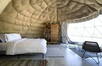 Abu Dhabi, United Arab Emirates - Accommodation in a minimalistic chic dome at  Pure Eco Retreat on Jubail Island. Khushnum Bhandari for The National