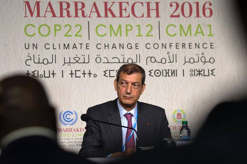 Abdeladim El- afi, High Commissioner for COP22, attends a conference at the UN World Climate Change Conference 2016 in Marrakesh. Fadel Senna / AFP