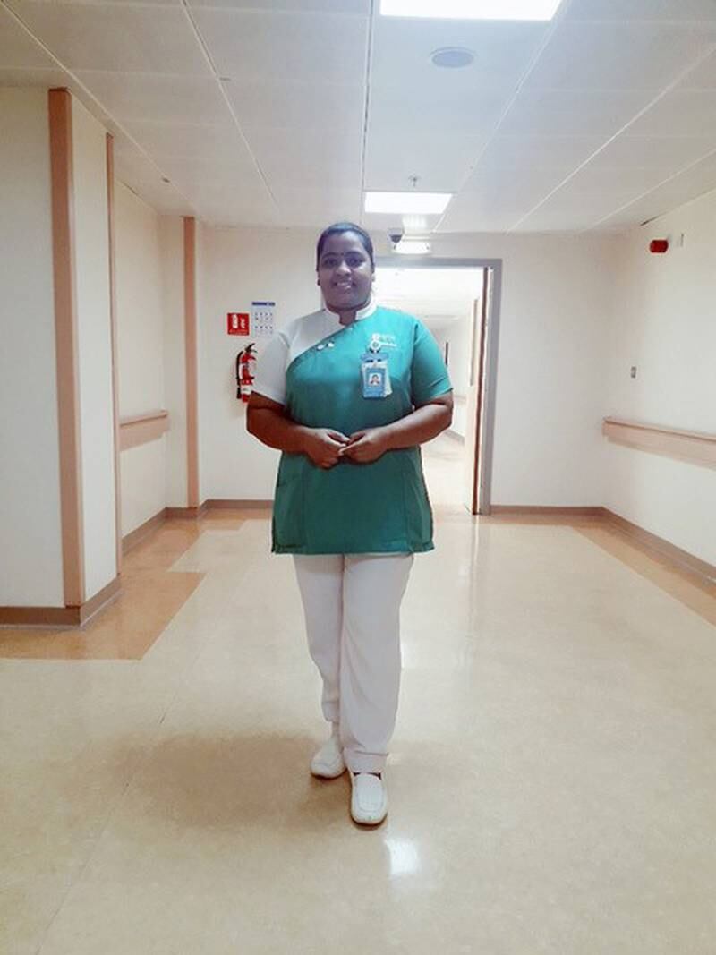 Nurse Leena Susan Santhosh was back to work just two weeks after her procedure. Photo: NMC Healthcare
