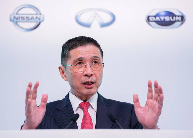epa06735096 Nissan Motor Co., Ltd. President and Chief Executive Officer Hiroto Saikawa speaks during a press conference at its global headquarters in  in Yokohama, south of Tokyo, Japan, 14 May 2018. The carmaker reported an operating profit of 574.8 billion yen or 4.37961 billion euro. Nissan sold 5,770 thousand vehicles in this fiscal year globally.  EPA/CHRISTOPHER JUE