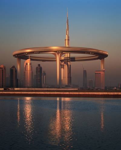 The structure would, in theory, encircle all of Downtown Dubai including Burj Khalifa.