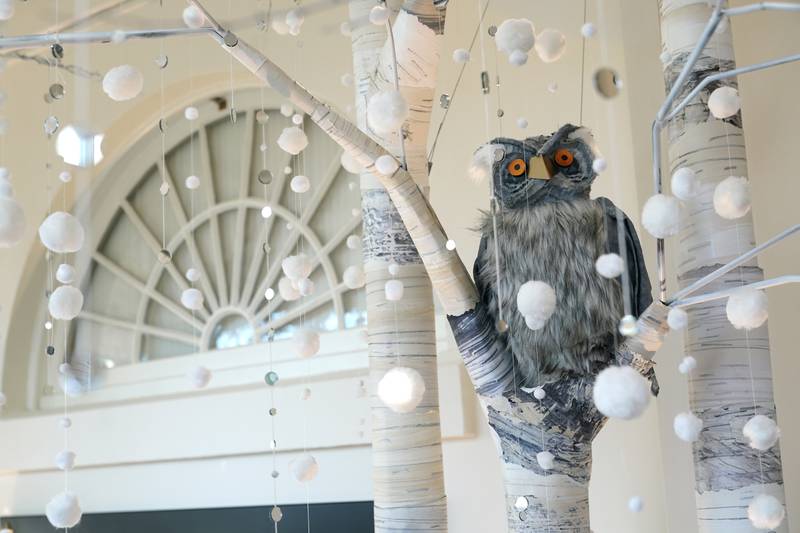 An owl decoration perches in the East Colonnade. AP