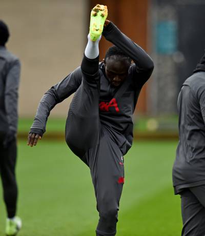 KIRKBY, ENGLAND - DECEMBER 23: (THE SUN OUT, THE SUN ON SUNDAY OUT) Sadio Mane of Liverpool during a training session at AXA Training Centre on December 23, 2020 in Kirkby, England. (Photo by Andrew Powell/Liverpool FC via Getty Images)