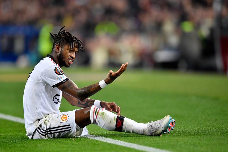 Manchester United's midfielder Fred hits the deck. AFP