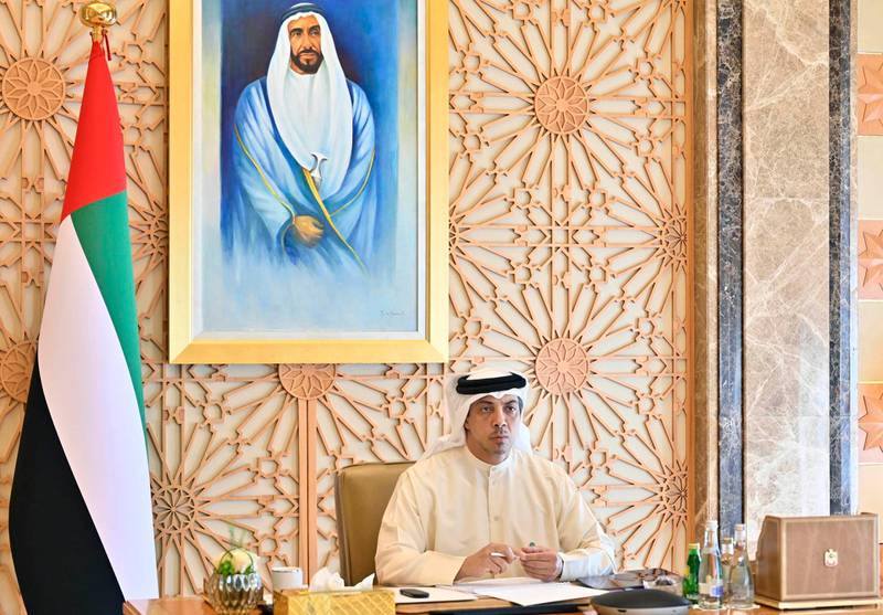 Sheikh Mansour bin Zayed, Deputy Prime Minister and Minister of Presidential Affairs, attends a Supreme Petroleum Council meeting on Sunday. Courtesy: Sheikh Mohamed bin Zayed Twitter