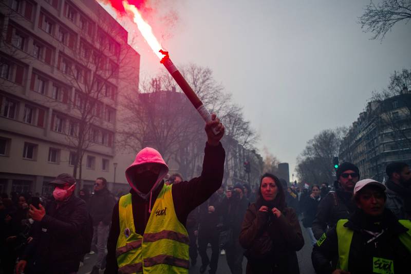 Protesters take to the streets across France on the eve of the voting in parliament. Bloomberg