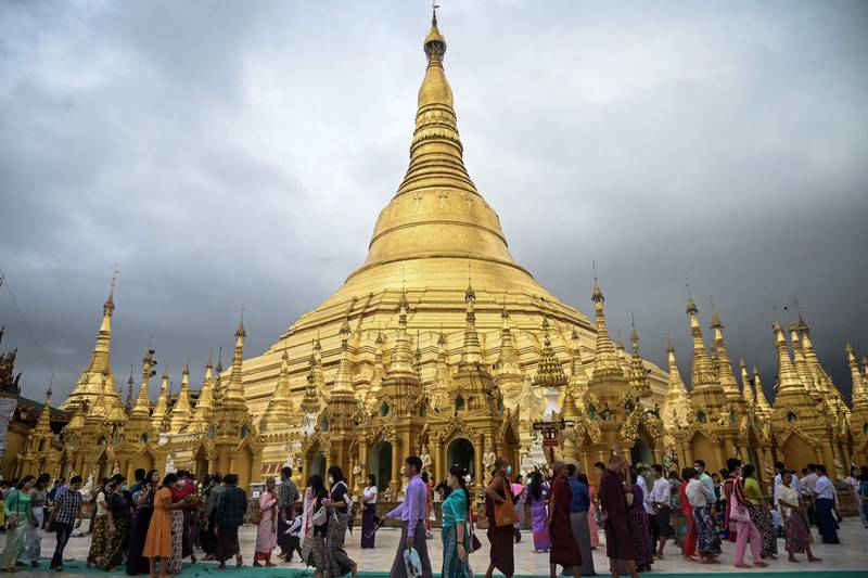 Buddhists gather around the Shwedagon Pagoda during the Warso Full Moon Festival in Yangon, Myanmar. AFP