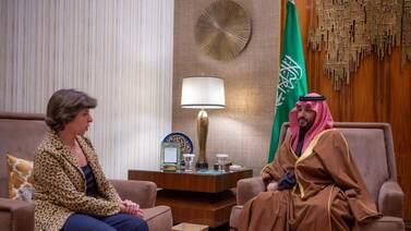 An image that illustrates this article Saudi Crown Prince meets French foreign minister in Riyadh
