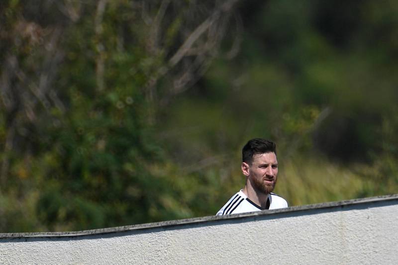 Argentina player Lionel Messi leaves after a training session in Rio de Janeiro. AFP