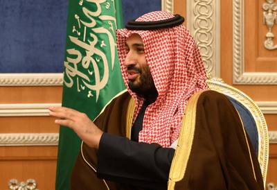 Saudi Crown Prince Mohammed bin Salman speaks with Mike Pompeo. Reuters