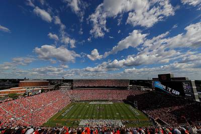 AUBURN, AL - SEPTEMBER 15: A general view of Jordan-Hare Stadium during the game between the Auburn Tigers and the LSU Tigers on September 15, 2018 in Auburn, Alabama.   Kevin C. Cox/Getty Images/AFP