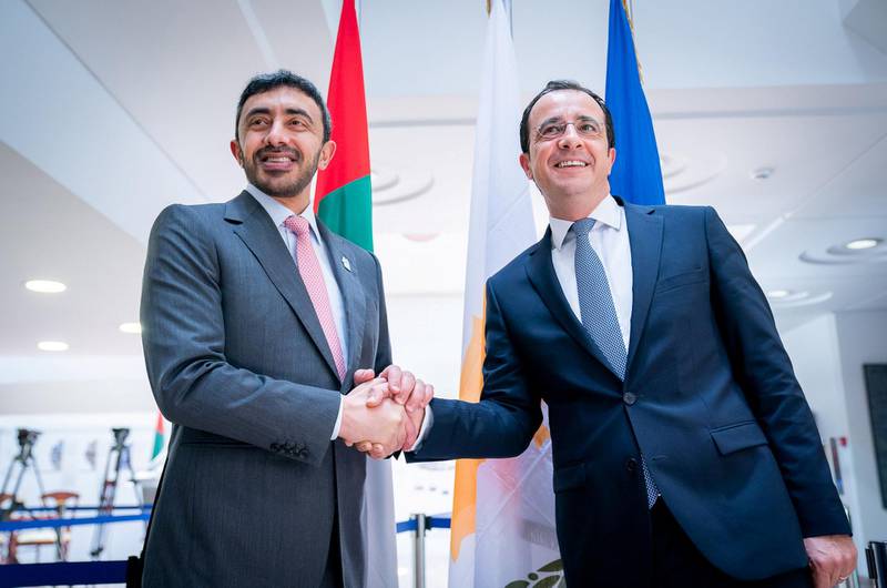 Abdullah bin Zayed meets his Cypriot counterpart to foster ties. WAM