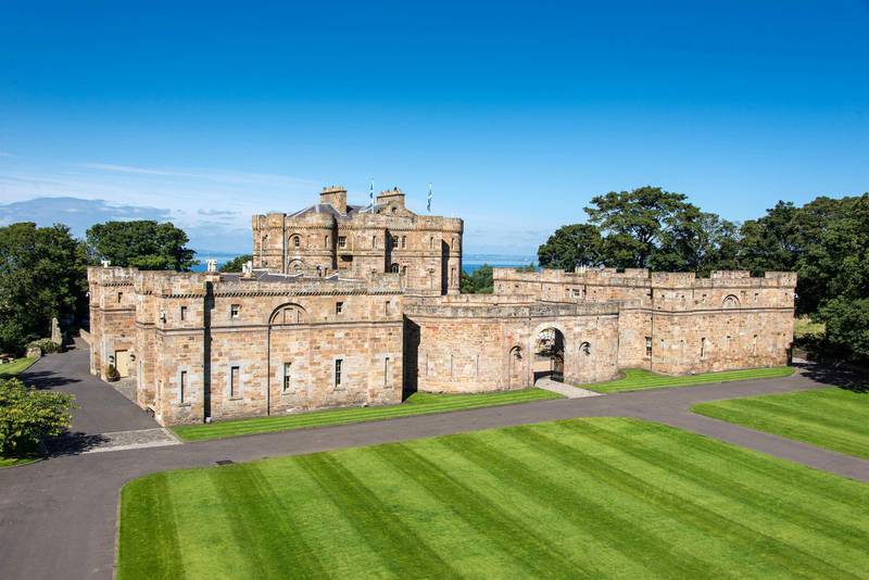 The castle is on the East Lothian coast and a mere 10 miles from Edinburgh which can be seen from the turrets. Savills