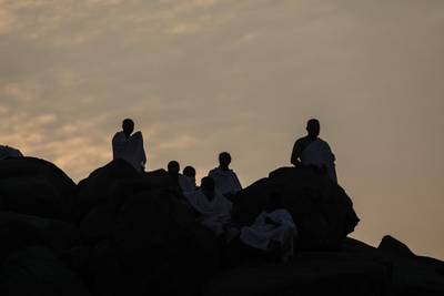 Standing and praying on Mount Arafat is considered the peak of the pilgrimage.  EPA
