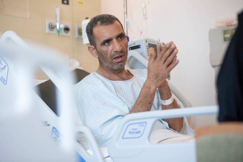 Ali Yosef Ramo suffered from crush injuries but said that most of the damage was caused when rescuers pulled him out of the rubble.  Leslie Pableo for The National