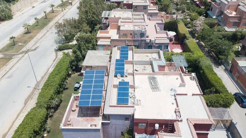 Solar panels installed by The Solar Company on the roof of an upmarket villa in a gated community in Cairo. Photo: The Solar Company