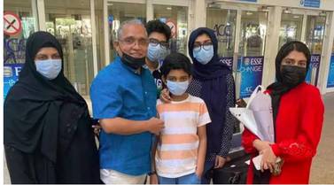 Younus Hassan with his family. The Dubai businessman's family were among nine people on board an Emirates flight from Kochi in southern India to Dubai. Courtesy: Younus Hassan