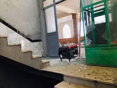 The aftermath of the blast inside the mosque. EPA