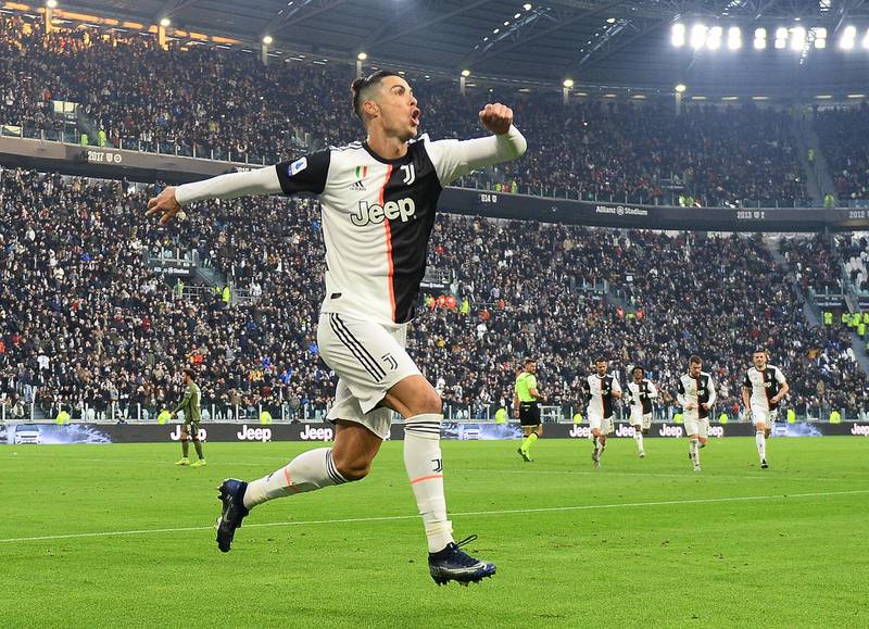 Cristiano Ronaldo celebrates after scoring Juve's second. Reuters