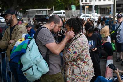 US citizens wait at the port of Haifa to be evacuated to Cyprus, amid the battle between Israel and Hamas. AFP