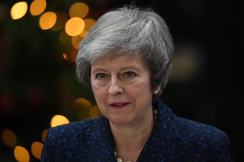 LONDON, ENGLAND - DECEMBER 12:  Prime Minister Theresa May makes a statement in Downing Street after it was announced that she will face a vote of no confidence, to take place tonight, on December 12, 2018 in London, England. Sir Graham Brady, the chairman of the 1922 Committee, has received the necessary 48 letters (15% of the parliamentary party) from Conservative MP's that will trigger a vote of no confidence in the Prime Minister.  (Photo by Leon Neal/Getty Images)