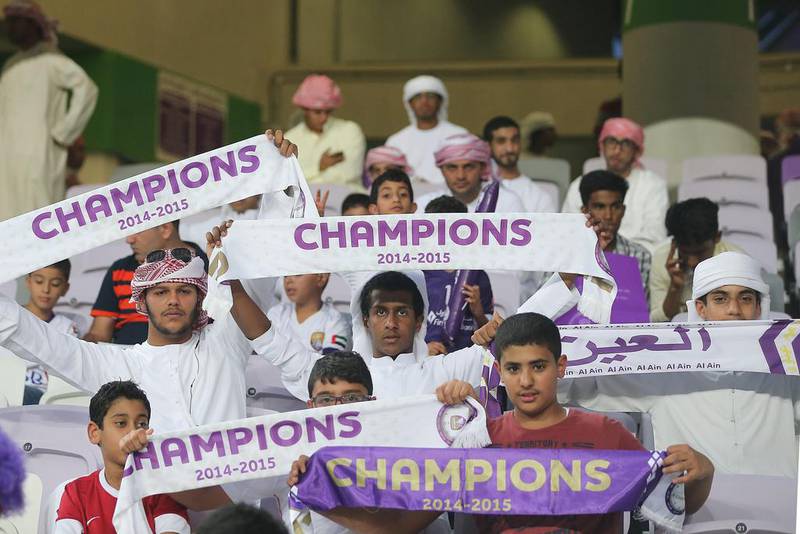 Al Ain drew with Sharjah at Hazza bin Zayed Stadium in Al Ain, but that did not stop the celebration of the team’s AGL title. Adil Al Naimi / Al Ittihad