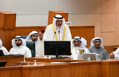 Kuwait's Prime Minister Sheikh Sabah Al Khaled Al Hamad Al Sabah speaking during a parliament session in March. EPA