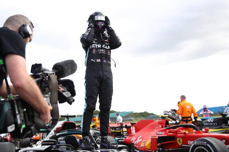 Lewis Hamilton after winning at Silverstone. AP