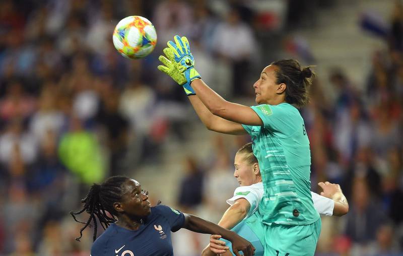 Sarah Bouhaddi of France gathers the ball against Norway at Stade de Nice in Nice, France. Getty Images