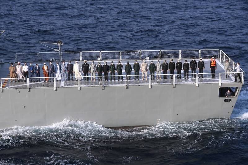Iranian seamen take part in a joint exercise in the Indian Ocean.