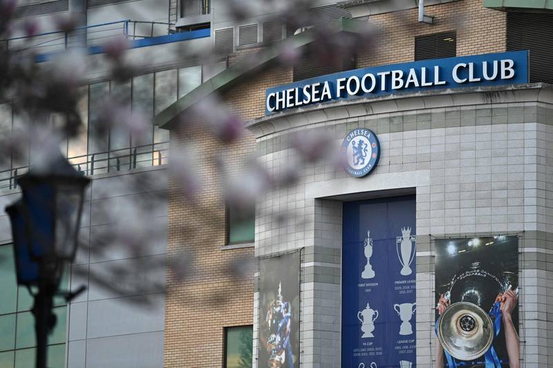 Chelsea's stadium on the day Russian owner Roman Abramovich was hit with a UK assets freeze. AFP