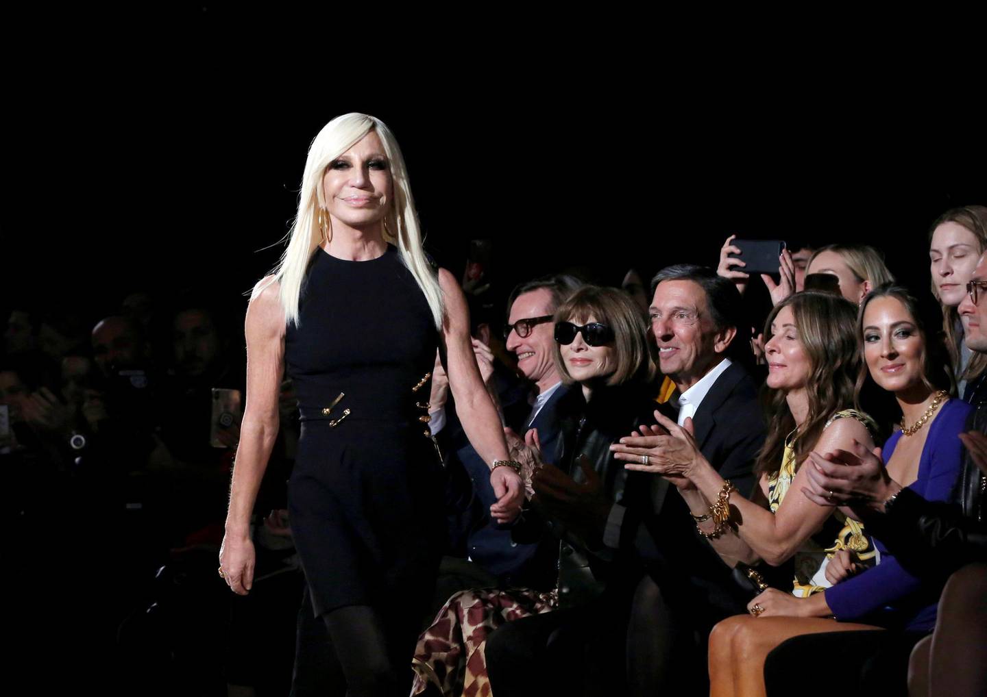 FILE PHOTO: Donatella Versace walks down the catwalk after her Versace presentation in New York, U.S. December 2, 2018. REUTERS/Allison Joyce/File Photo