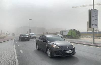 DUBAI, UNITED ARAB EMIRATES , Feb 26  – 2020 :-Sandstorm in Dubai Investment Park area in Dubai. (Pawan Singh / The National) For News/Online/Instagram.  