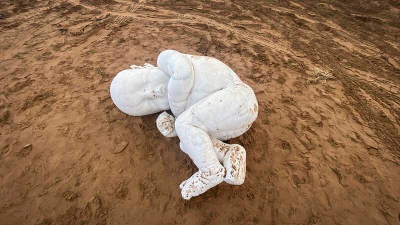 An image that illustrates this article 'Look Here': how a sculpture of an infant turned up in the Fujairah mountains