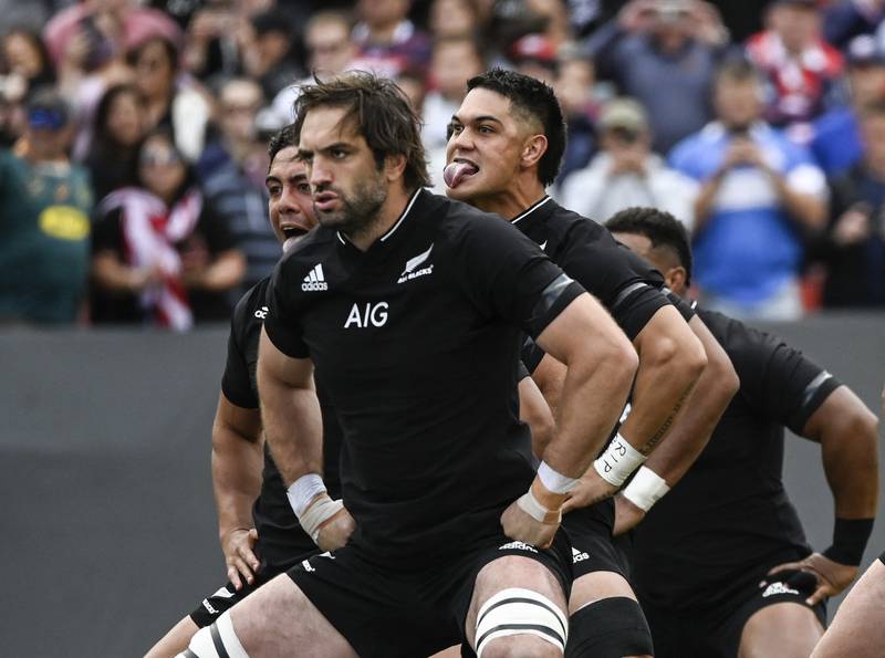 The All Blacks perform the Haka before their match against the Eagles. AFP