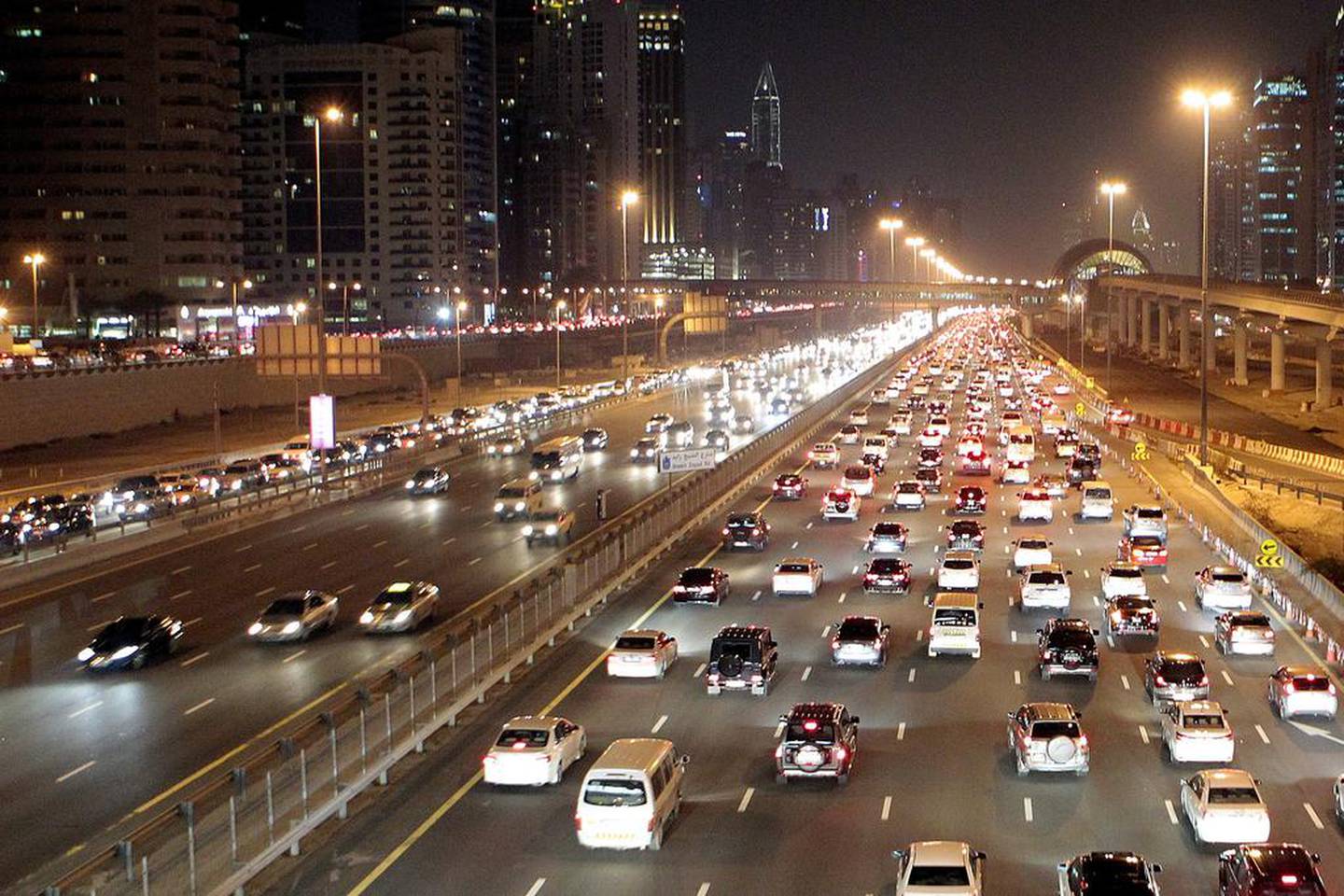 Commuters in Dubai spent an average of 80 hours stuck in traffic in 2018. Jeffrey E Biteng / The National