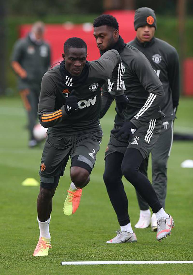 MANCHESTER, ENGLAND - OCTOBER 02: (EXCLUSIVE COVERAGE)  Eric Bailly of Manchester United in action during a first team training session at Aon Training Complex on October 02, 2020 in Manchester, England. (Photo by Matthew Peters/Manchester United via Getty Images)