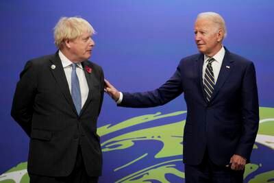 Boris Johnson greets US President Joe Biden. AP