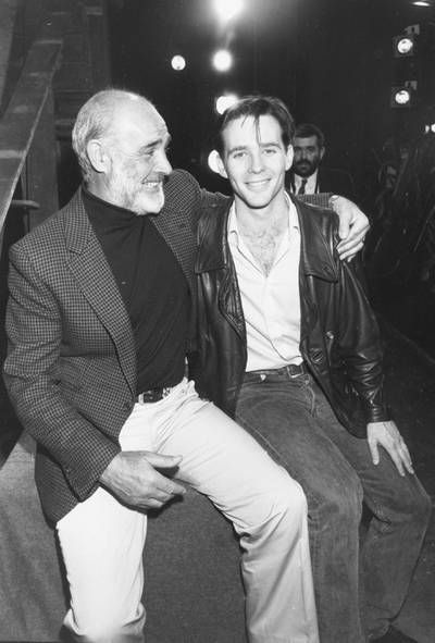 Actor Sean Connery and his son Jason on the set of the latter's new play, April 16th 1988. (Photo by Dave Hogan/Getty Images)