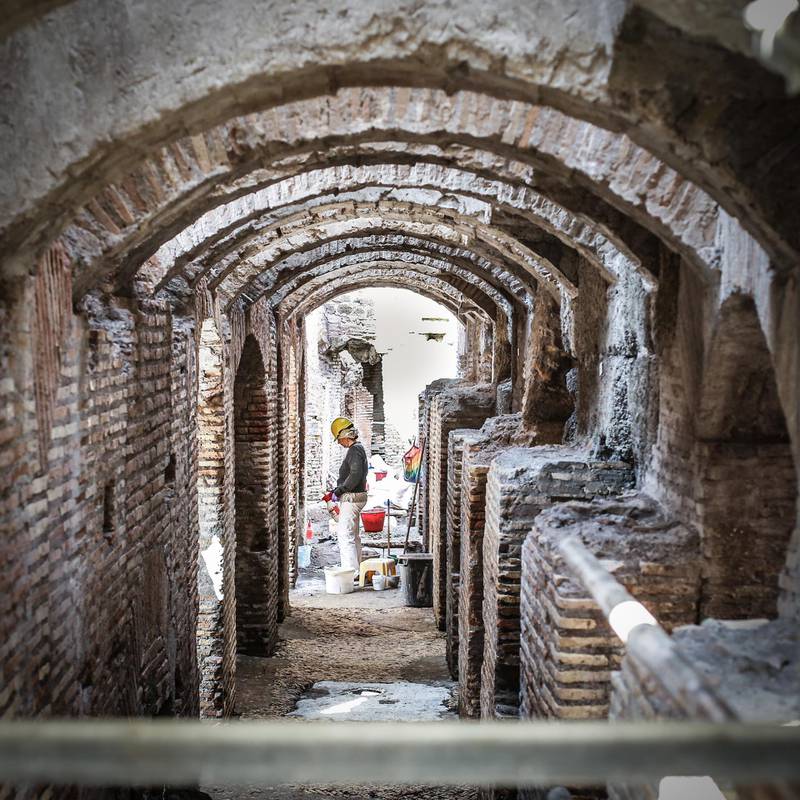 The hypogea is home to the underground passages, cages and rooms where prisoners, animals and gladiators were kept. Courtesy Tod’s Group