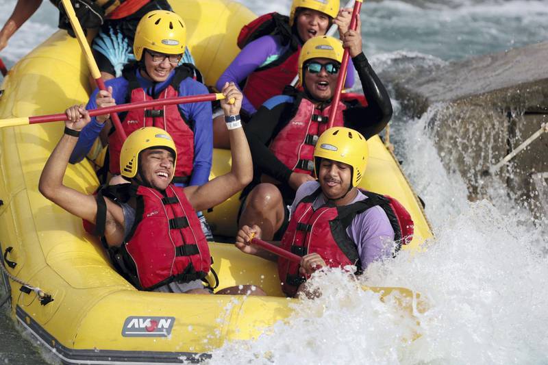 Al Ain, United Arab Emirates, July 25, 2015:     People whitewater rafting at Wadi Adventure in Al Ain on July 25, 2015. Christopher Pike / The NationalReporter:  N/ASection: News *** Local Caption ***  CP0725-na-standalone-Wadi adventure-06.JPG