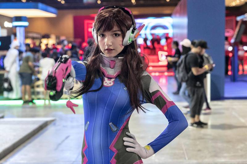 ABU DHABI, UNITED ARAB EMIRATES. 25OCTOBER 2018. Middle East Games Con held at ADNEC. The cities larhgest Games and Anime conference. Cos Play Fox D.VA from Overwatch. (Photo: Antonie Robertson/The National) Journalist: Patrick Ryan. Section: National.